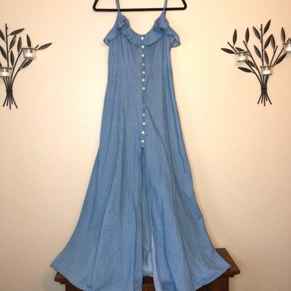 Papaya Dresses & Skirts - Blue Skater Dresses Button Up Backless Sexy Fit And Flare Dress Size Medium